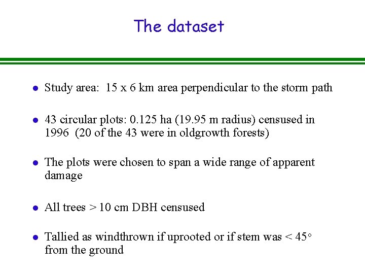The dataset l Study area: 15 x 6 km area perpendicular to the storm