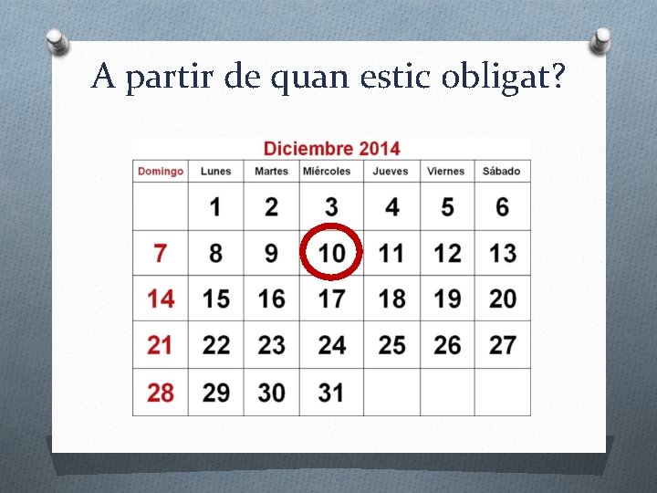 A partir de quan estic obligat? 