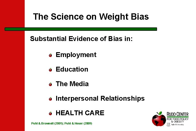 The Science on Weight Bias Substantial Evidence of Bias in: Employment Education The Media