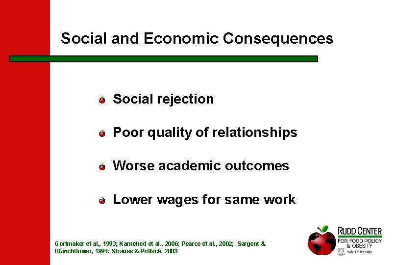 Social and Economic Consequences Social rejection Poor quality of relationships Worse academic outcomes Lower