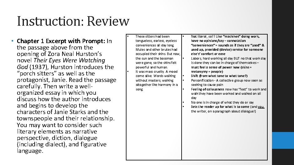 Instruction: Review • Chapter 1 Excerpt with Prompt: In the passage above from the