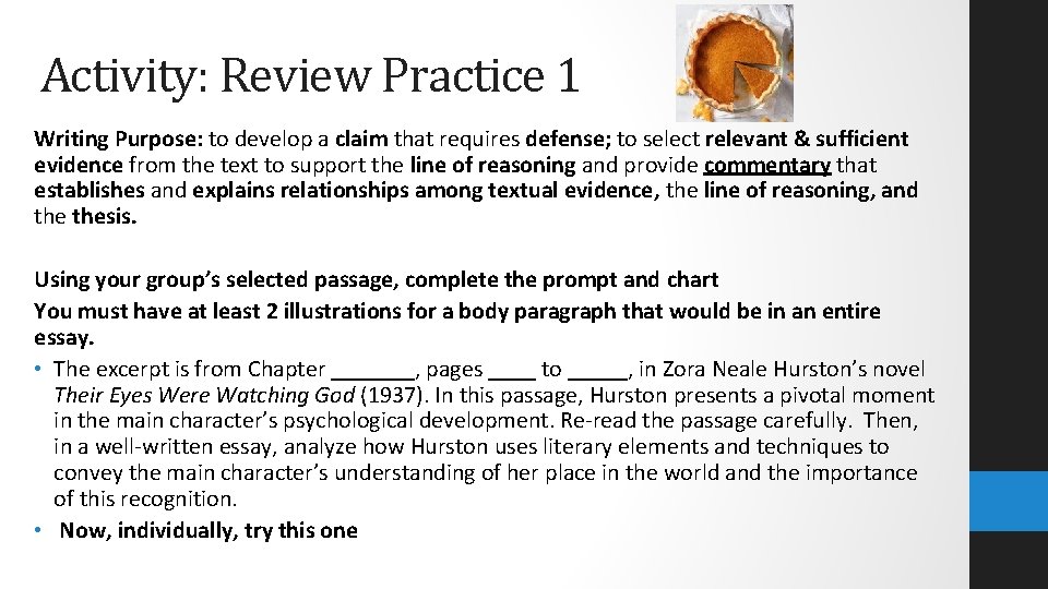 Activity: Review Practice 1 Writing Purpose: to develop a claim that requires defense; to