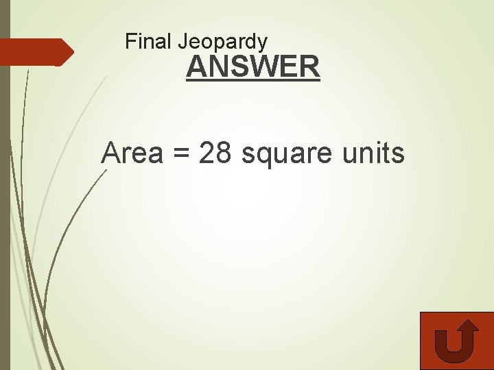 Final Jeopardy ANSWER Area = 28 square units 