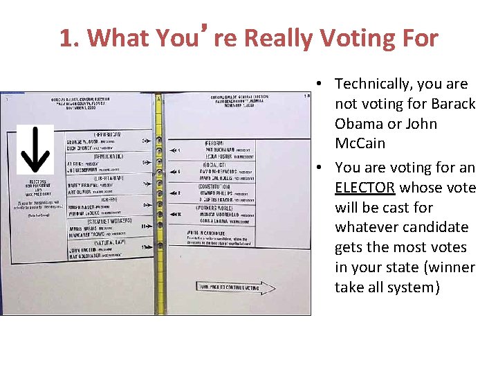 1. What You’re Really Voting For • Technically, you are not voting for Barack
