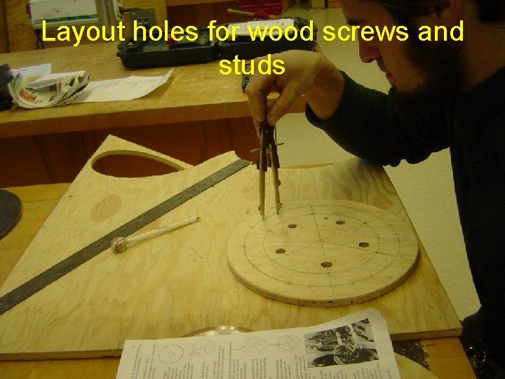 Layout holes for wood screws and studs 