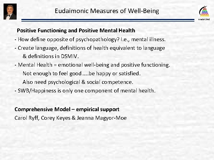 Eudaimonic Measures of Well-Being Anvari. Net Positive Functioning and Positive Mental Health - How