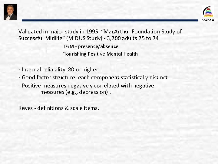 Anvari. Net Validated in major study in 1995: “Mac. Arthur Foundation Study of Successful