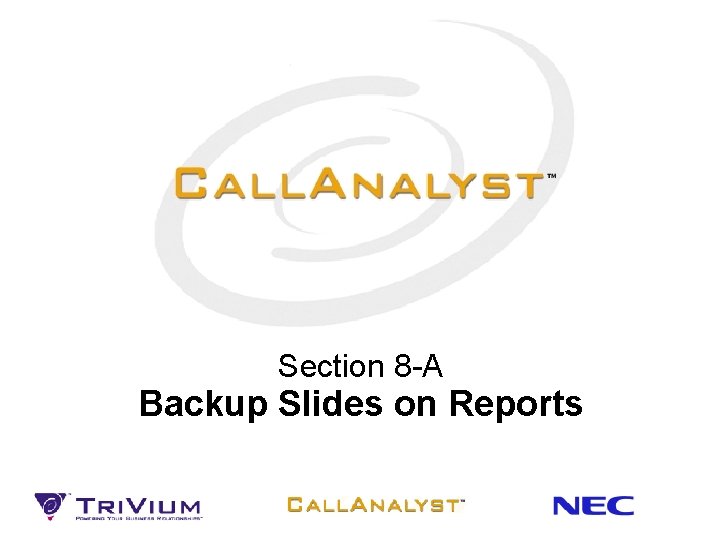 Section 8 -A Backup Slides on Reports 