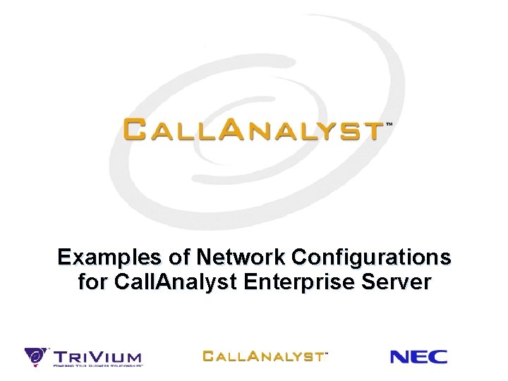 Examples of Network Configurations for Call. Analyst Enterprise Server 