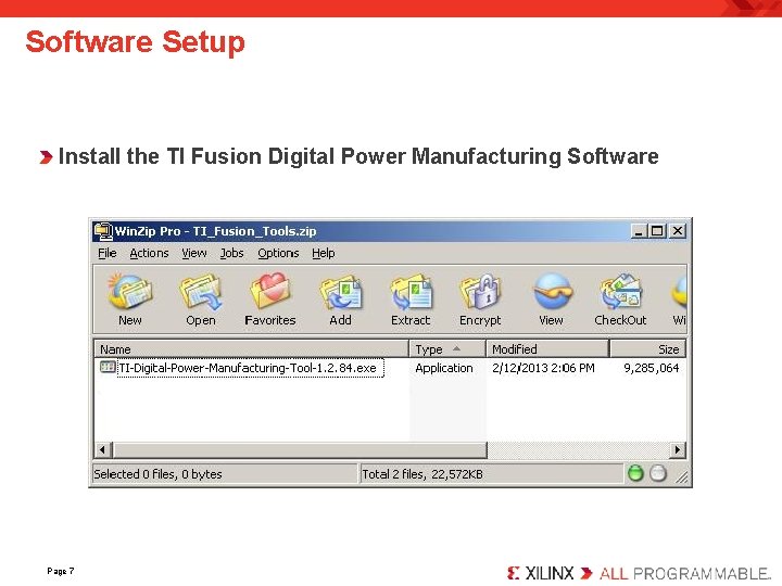 Software Setup Install the TI Fusion Digital Power Manufacturing Software Page 7 