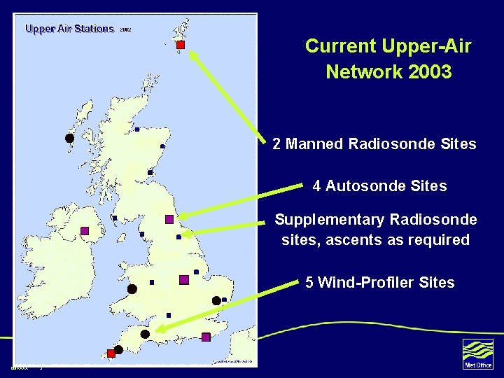 Current Upper-Air Network 2003 2 Manned Radiosonde Sites 4 Autosonde Sites Supplementary Radiosonde sites,