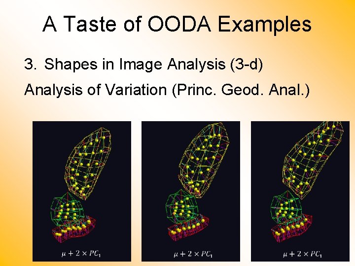 A Taste of OODA Examples 3. Shapes in Image Analysis (3 -d) Analysis of