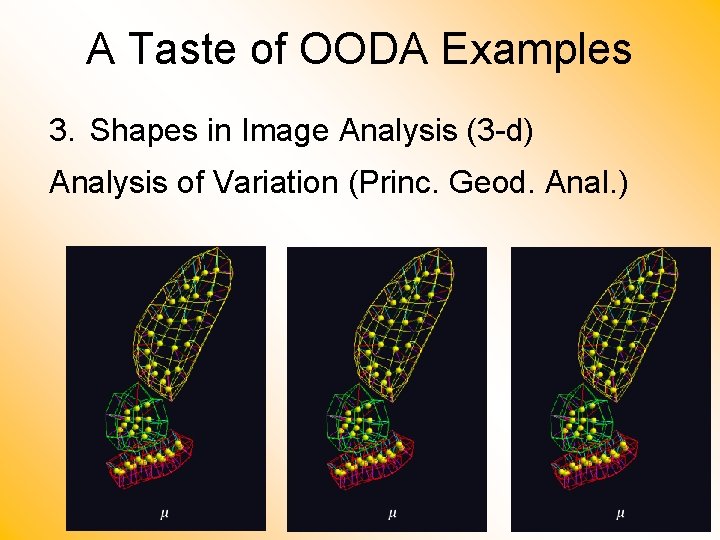 A Taste of OODA Examples 3. Shapes in Image Analysis (3 -d) Analysis of