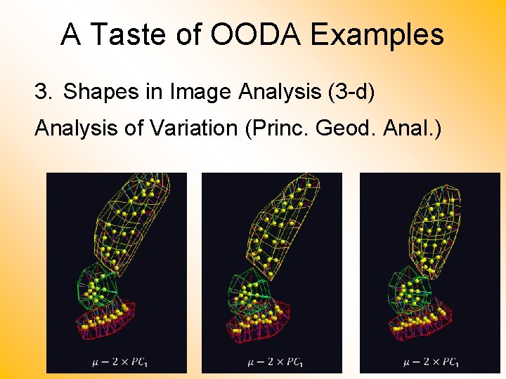 A Taste of OODA Examples 3. Shapes in Image Analysis (3 -d) Analysis of