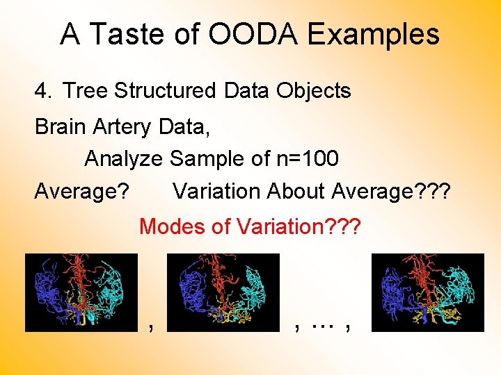 A Taste of OODA Examples 4. Tree Structured Data Objects Brain Artery Data, Analyze
