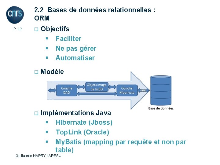 2. 2 Bases de données relationnelles : ORM P. 12 q Objectifs § Faciliter