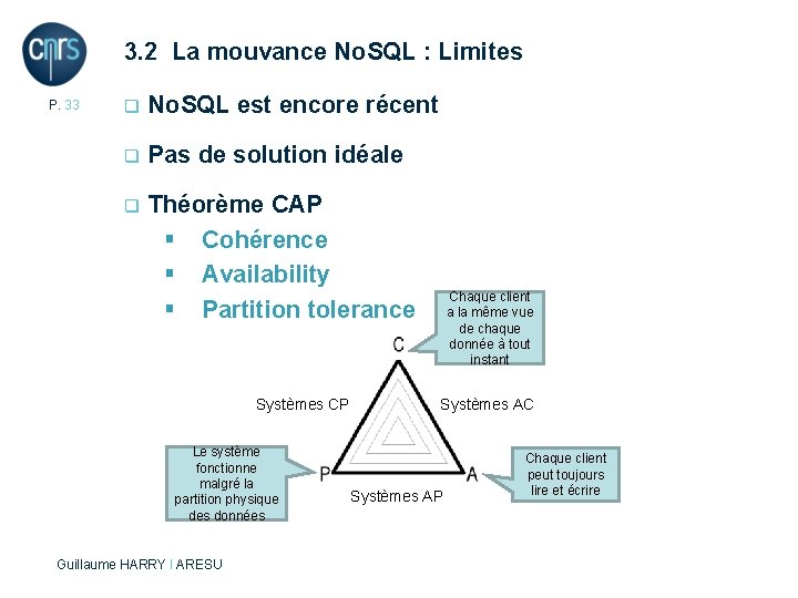 3. 2 La mouvance No. SQL : Limites P. 33 q No. SQL est