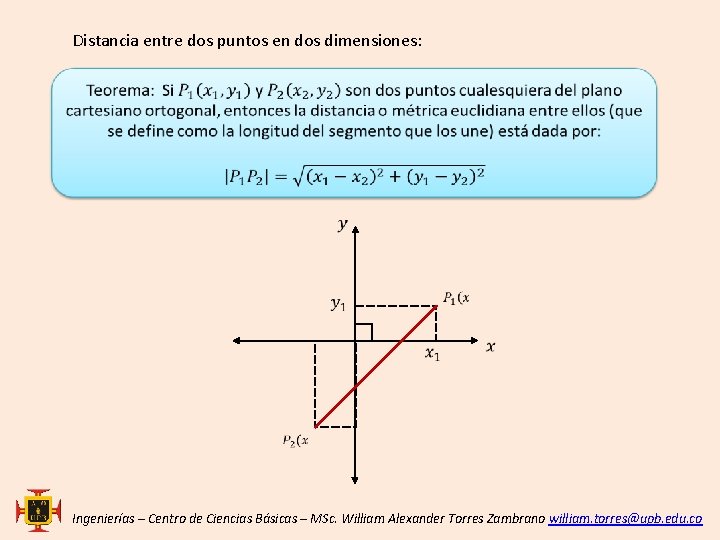 Distancia entre dos puntos en dos dimensiones: Ingenierías – Centro de Ciencias Básicas –