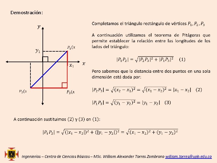 Demostración: Ingenierías – Centro de Ciencias Básicas – MSc. William Alexander Torres Zambrano william.