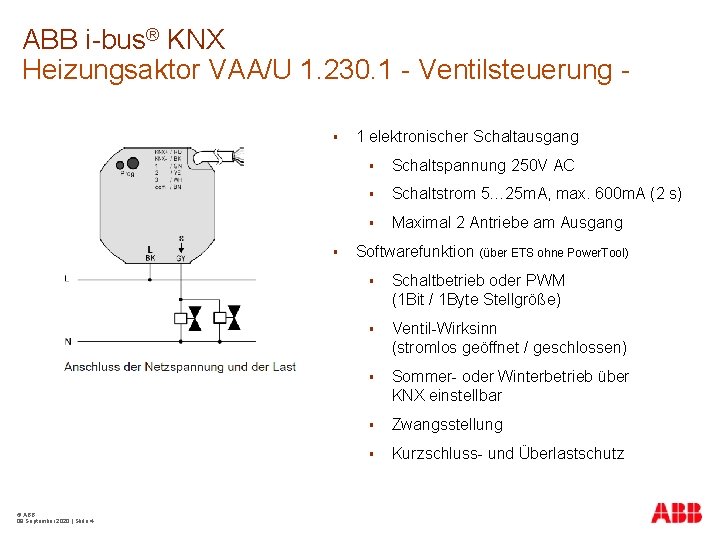 ABB i-bus® KNX Heizungsaktor VAA/U 1. 230. 1 - Ventilsteuerung § § © ABB