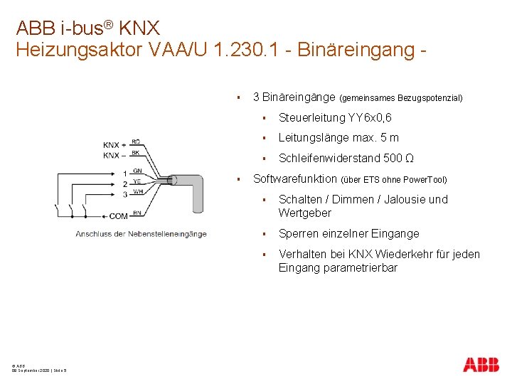 ABB i-bus® KNX Heizungsaktor VAA/U 1. 230. 1 - Binäreingang § § © ABB
