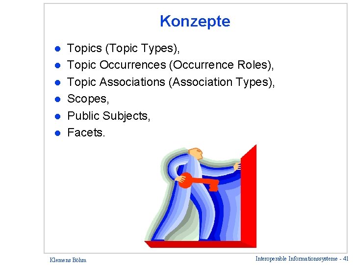 Konzepte l l l Topics (Topic Types), Topic Occurrences (Occurrence Roles), Topic Associations (Association