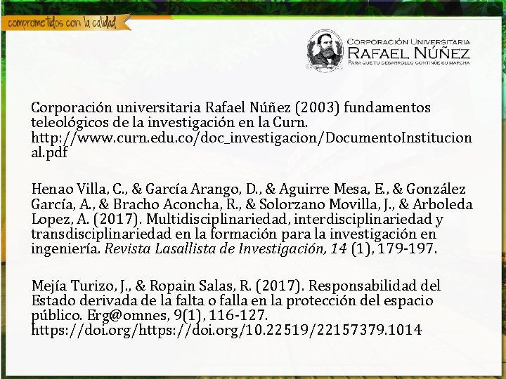Corporación universitaria Rafael Núñez (2003) fundamentos teleológicos de la investigación en la Curn. http: