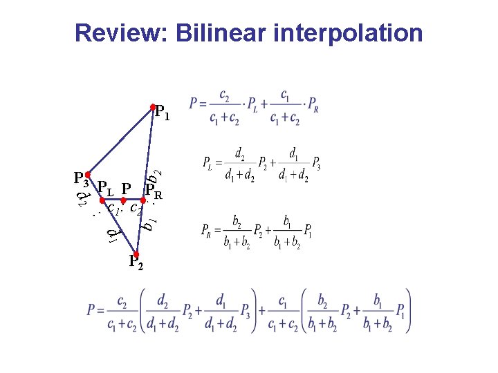 Review: Bilinear interpolation P 1 : b 1 : b 2 d 2 P