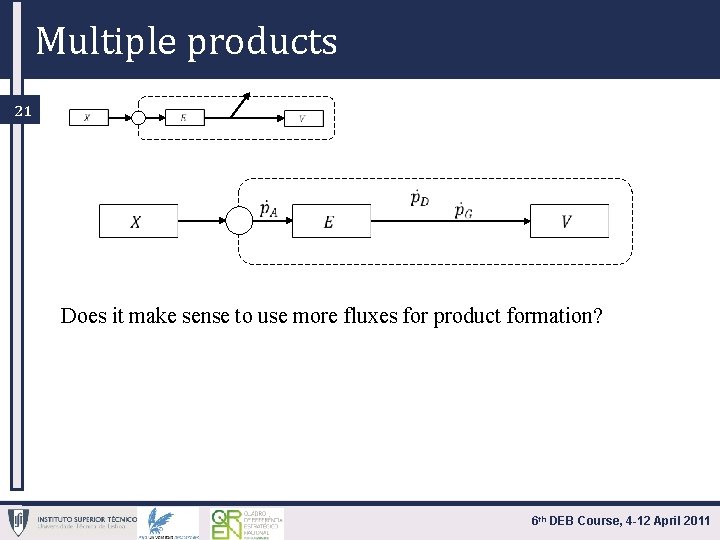 Multiple products 21 Does it make sense to use more fluxes for product formation?