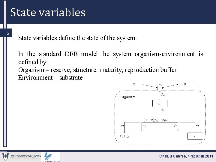 State variables 3 State variables define the state of the system. In the standard