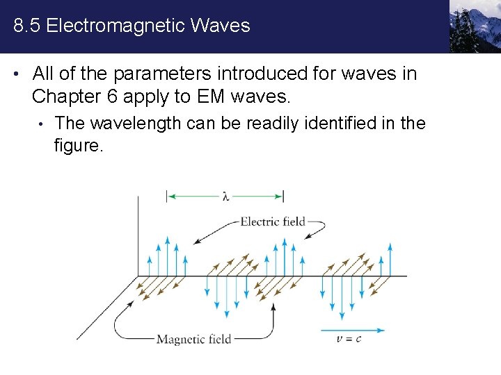 8. 5 Electromagnetic Waves • All of the parameters introduced for waves in Chapter