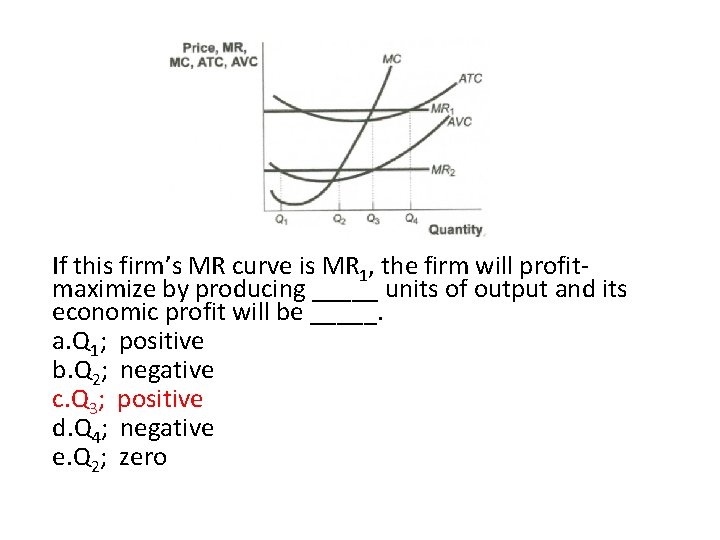 If this firm’s MR curve is MR 1, the firm will profitmaximize by producing