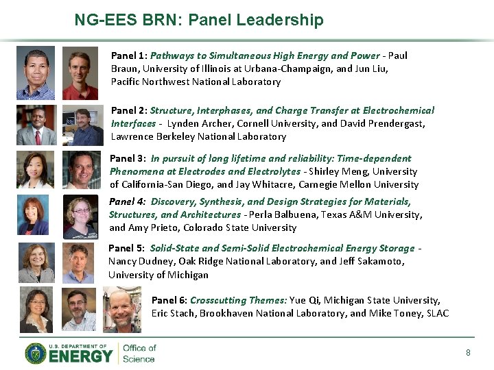 NG-EES BRN: Panel Leadership Panel 1: Pathways to Simultaneous High Energy and Power -