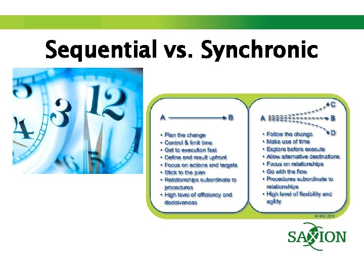 Step up to Saxion. Sequential vs. Synchronic 