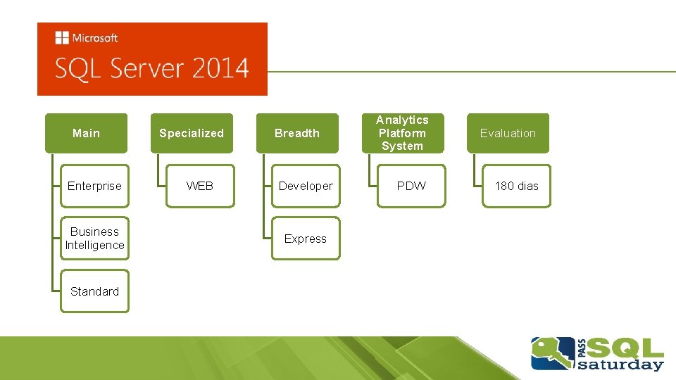 SQL Server 2014 Main Enterprise Business Intelligence Standard Specialized WEB Breadth Developer Express Analytics