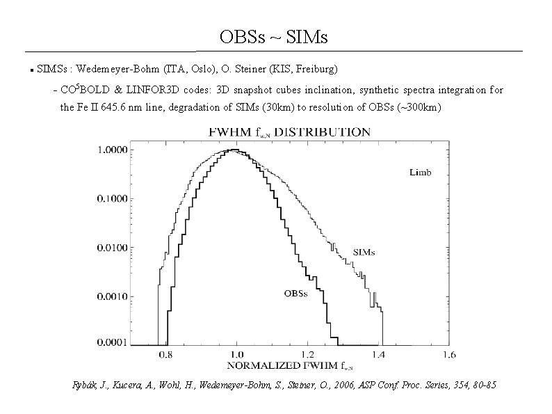 OBSs ~ SIMs SIMSs : Wedemeyer-Bohm (ITA, Oslo), O. Steiner (KIS, Freiburg) CO 5