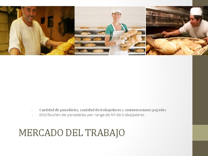 - - Cantidad de panaderías, cantidad de trabajadores y remuneraciones pagadas Distribución de panaderías