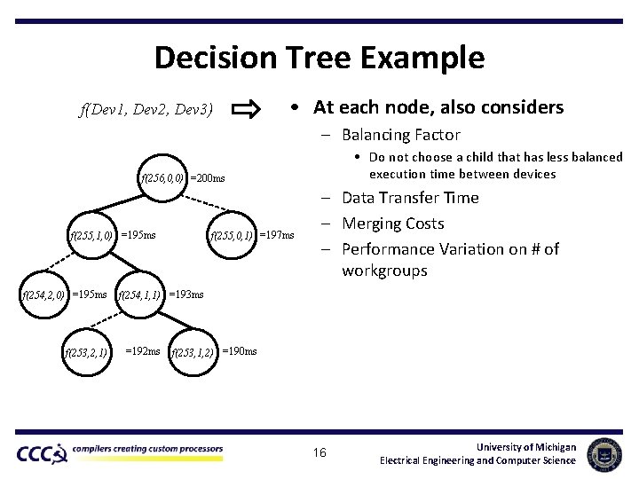 Decision Tree Example f(Dev 1, Dev 2, Dev 3) • At each node, also