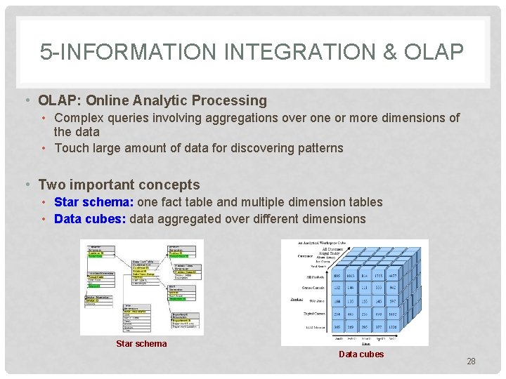 5 -INFORMATION INTEGRATION & OLAP • OLAP: Online Analytic Processing • Complex queries involving 5 -INFORMATION INTEGRATION & OLAP • OLAP: Online Analytic Processing • Complex queries involving