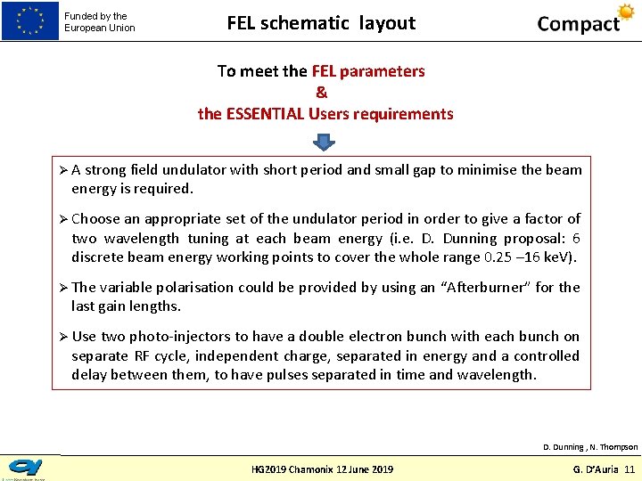 Funded by the European Union FEL schematic layout To meet the FEL parameters &