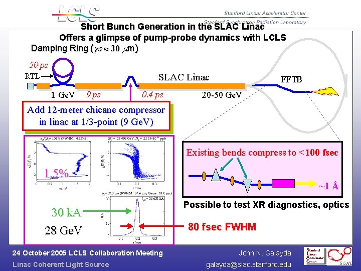 Short Bunch Generation in the SLAC Linac Offers a glimpse of pump-probe dynamics with