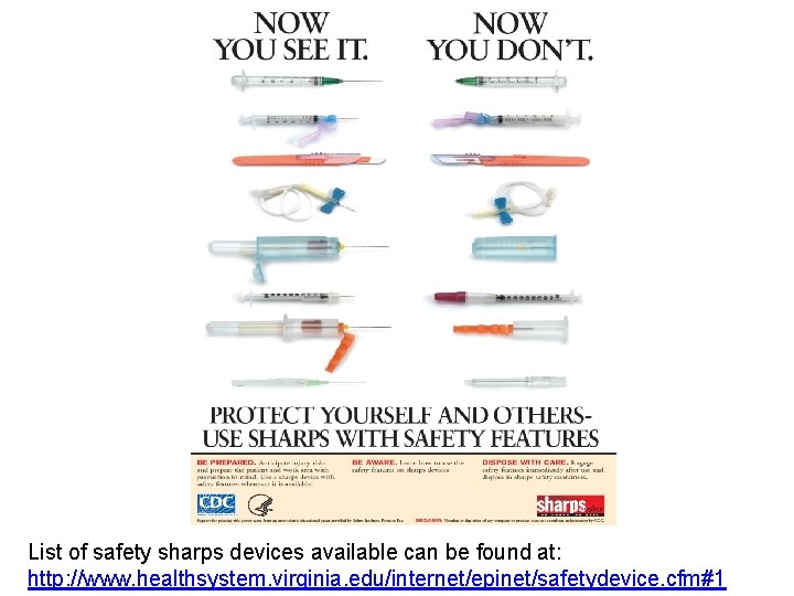 List of safety sharps devices available can be found at: http: //www. healthsystem. virginia.
