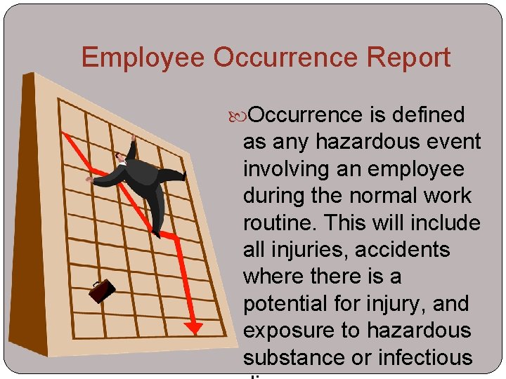 Employee Occurrence Report Occurrence is defined as any hazardous event involving an employee during
