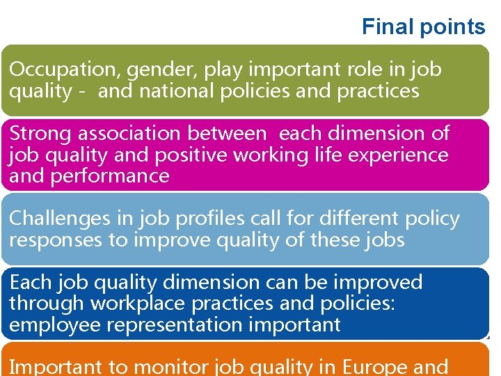 Final points Occupation, gender, play important role in job quality - and national policies