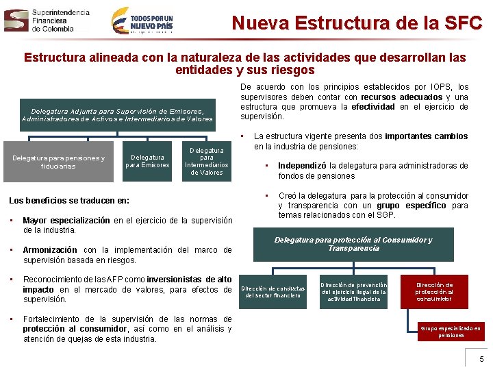 Nueva Estructura de la SFC Estructura alineada con la naturaleza de las actividades que