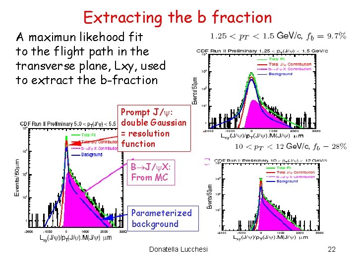 Extracting the b fraction A maximun likehood fit to the flight path in the