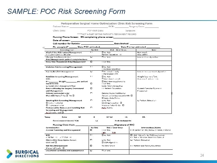 SAMPLE: POC Risk Screening Form 24 