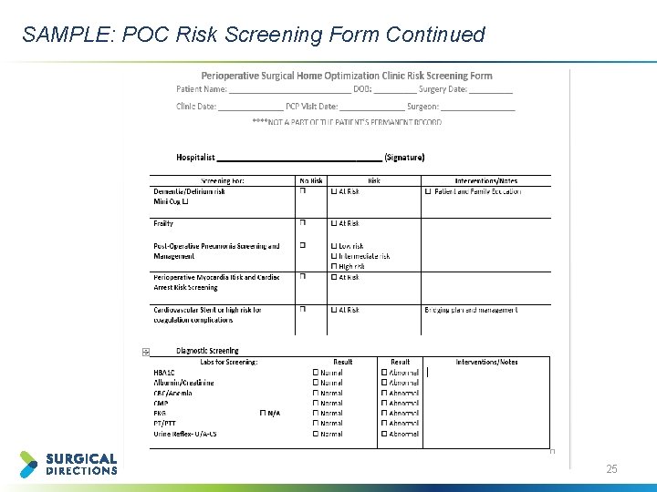 SAMPLE: POC Risk Screening Form Continued 25 