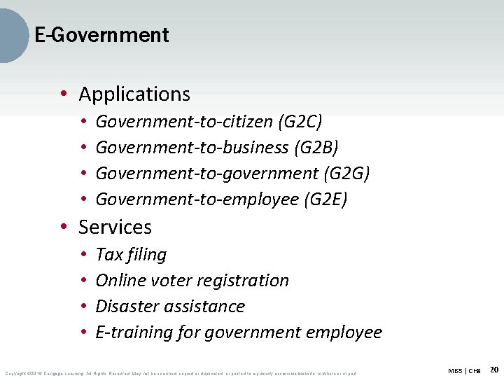 E-Government • Applications • • Government-to-citizen (G 2 C) Government-to-business (G 2 B) Government-to-government