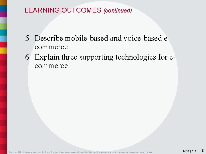 LEARNING OUTCOMES (continued) 5 Describe mobile-based and voice-based ecommerce 6 Explain three supporting technologies